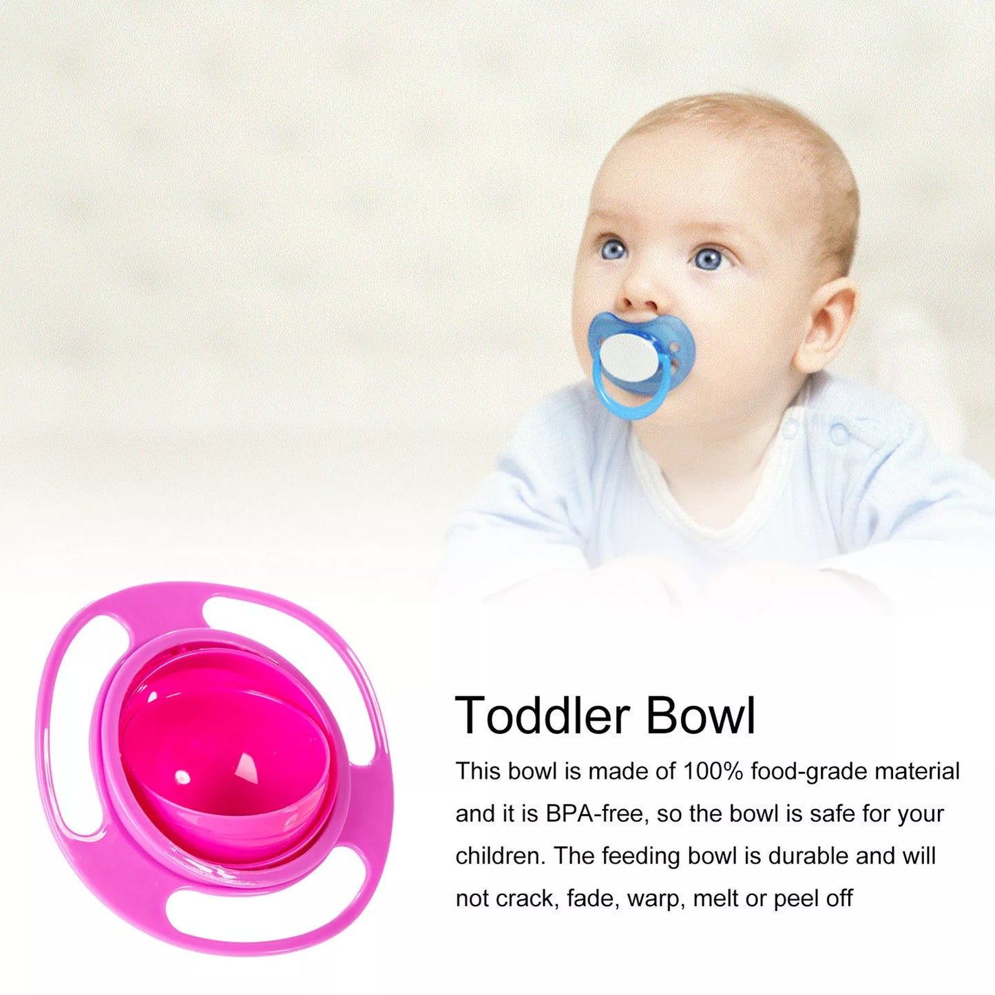 Baby Kids Feeding Bowl Magic 360° Rotary Gyro Bowl Spill-Proof Balance Baby Bowl