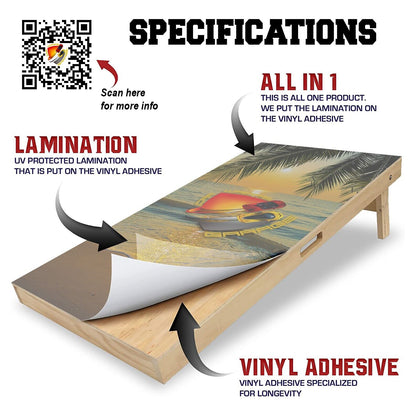 American Flag 'We The People' Dark Washed Wood Cornhole Board with Vinyl Wrap and Laminate