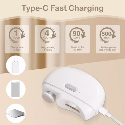 Automatic Nail Clipper Electric Trimmer Polisher 2 in 1 Portable White