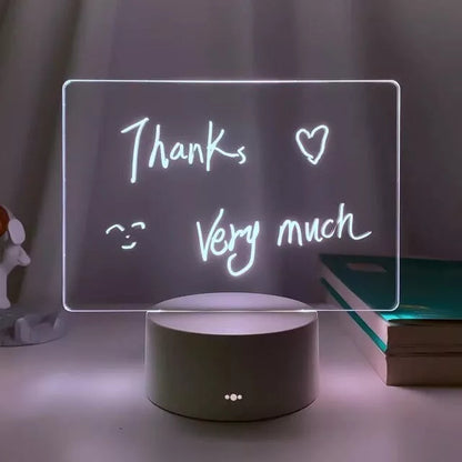 Colorful LED Night Light Message Board with Writable Surface and USB Connection