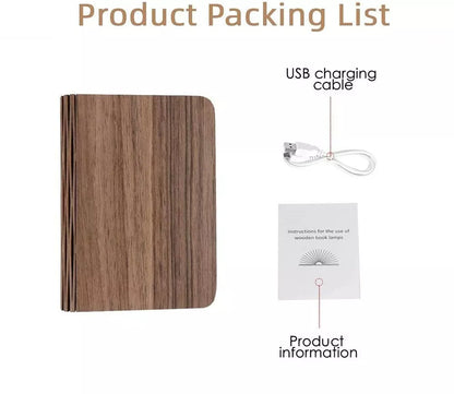 Portable Folding Wooden Book Lamp USB Rechargeable Desk Night Light New