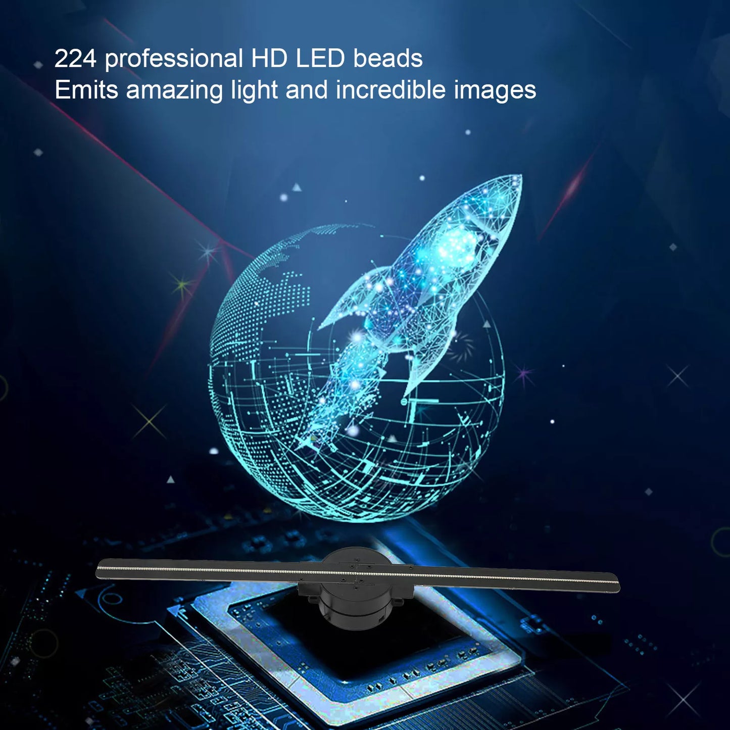 3D Hologram Fan 224 LED Light Beads High Resolution 3D WiFi Advertising Player