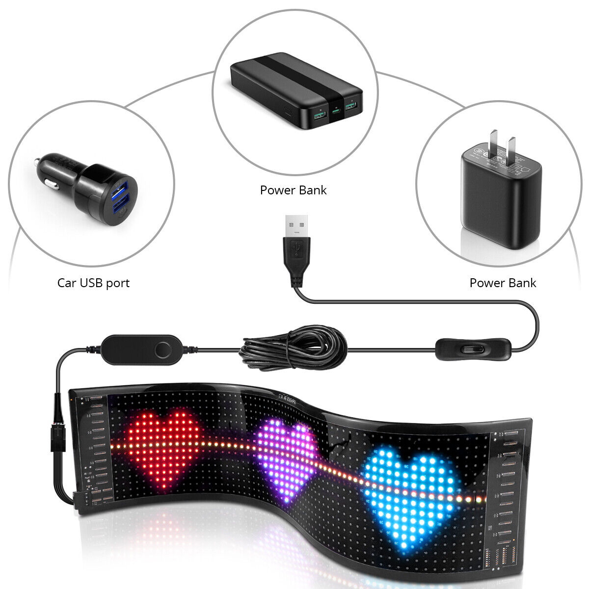 Outdoor Programmable Flexible LED Display Panel - Ideal for Car Shops, Scrolling Advertisements, and Custom Pixel Configurations