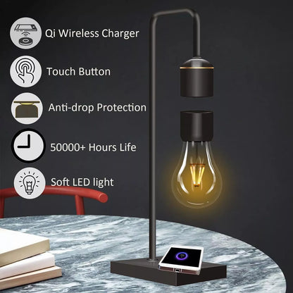 Magnetic Levitating Light Bulb with Luxury Wireless Charging Pad Office Gifts