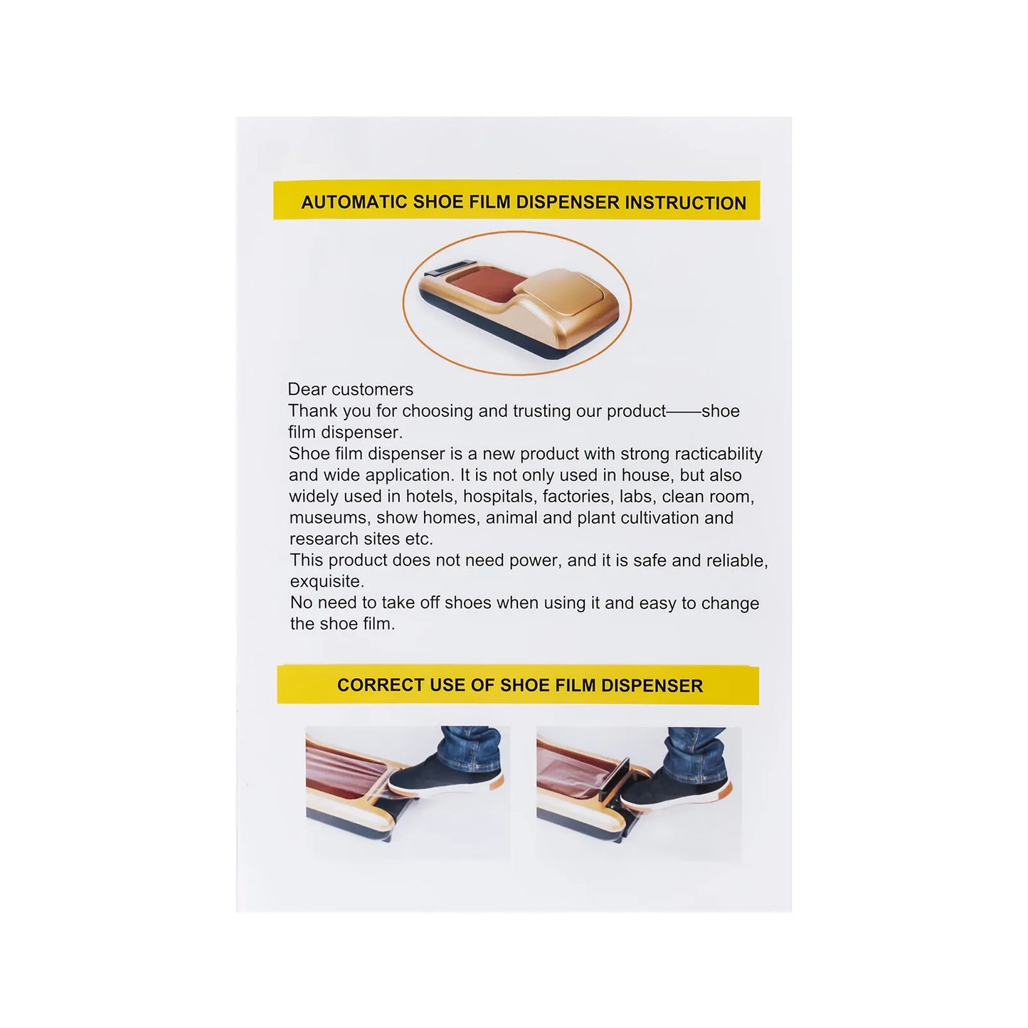 Automatic Shoe Cover Dispenser with Step-on Operation – Includes 1 Roll of Film, Portable Design