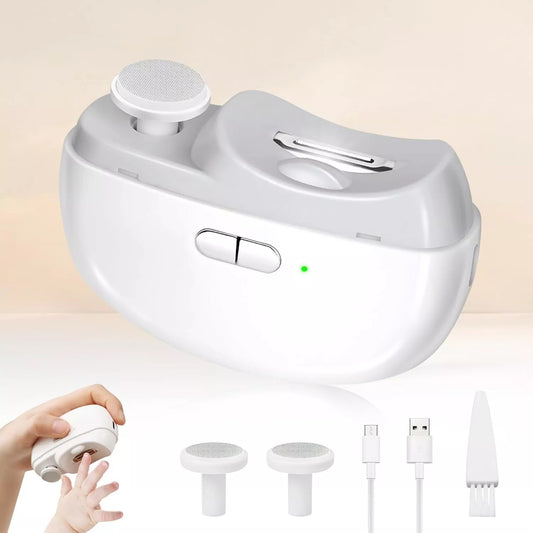 Automatic Nail Clipper Electric Trimmer Polisher 2 in 1 Portable White