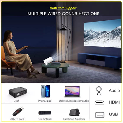 4K Mini Projector 10000 Lumen LED 1080P WiFi Bluetooth UHD Portable Home Theater