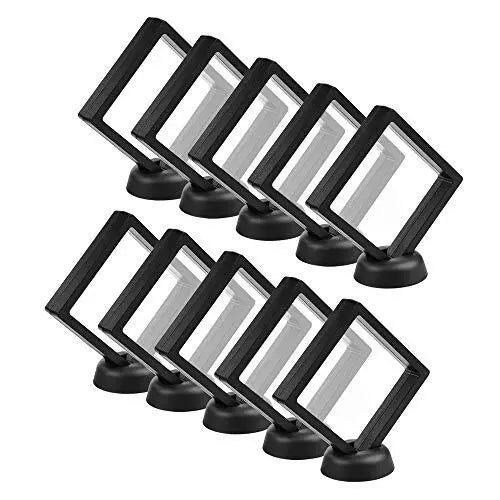 Set of 10 Pcs Black 3D Floating Frame Display Holder Stands