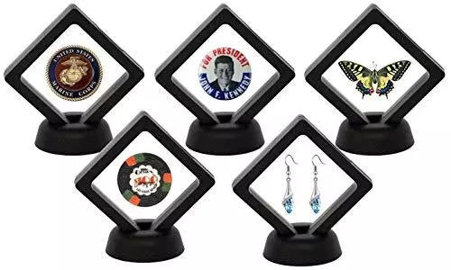 Set of 10 Pcs Black 3D Floating Frame Display Holder Stands