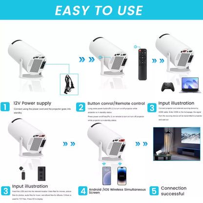 4K Mini Projector 10000 Lumen LED 1080P WiFi Bluetooth UHD Portable Home Theater