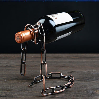 Magic Iron Wine Bottle Holder Stand Rack Bar Gift (Iron Chain)