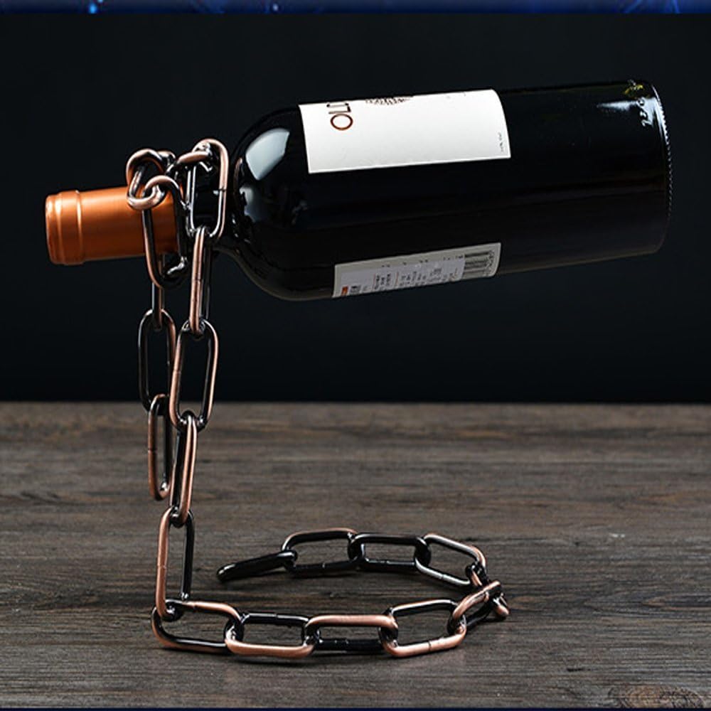 Magic Iron Wine Bottle Holder Stand Rack Bar Gift (Iron Chain)