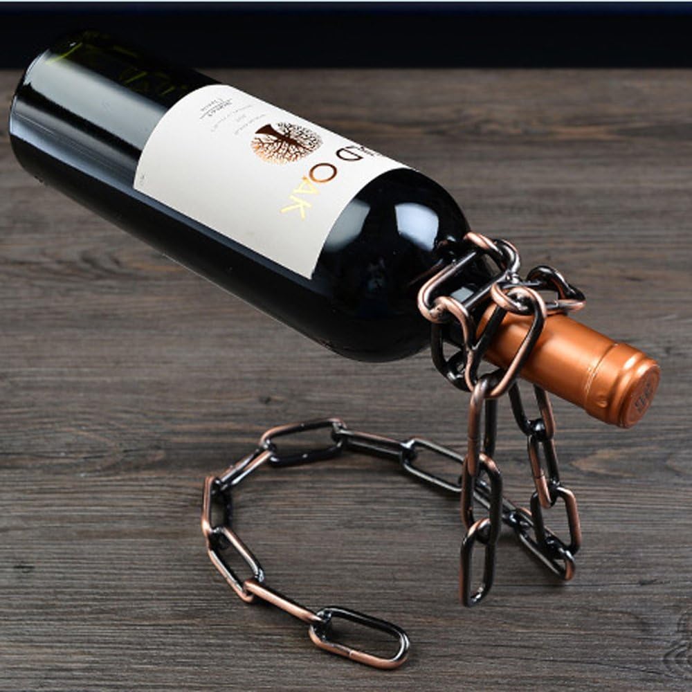 Magic Iron Wine Bottle Holder Stand Rack Bar Gift (Iron Chain)