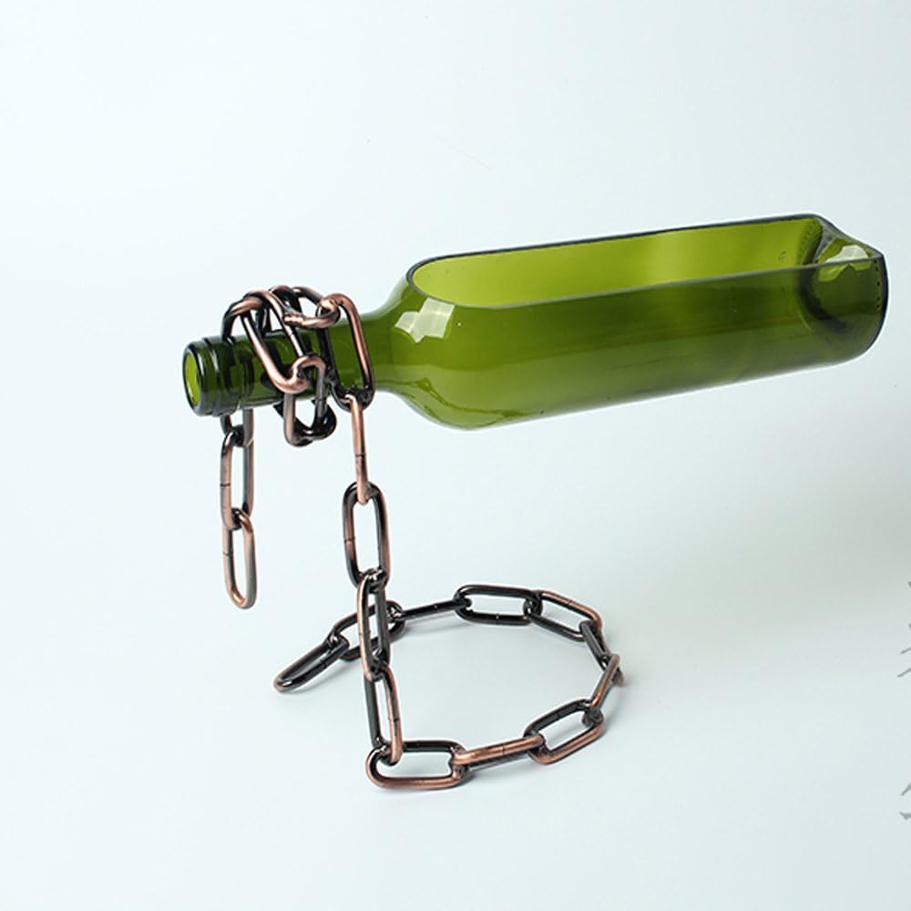 Magic Iron Wine Bottle Holder Stand Rack Bar Gift (Iron Chain)