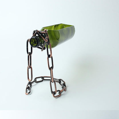 Magic Iron Wine Bottle Holder Stand Rack Bar Gift (Iron Chain)